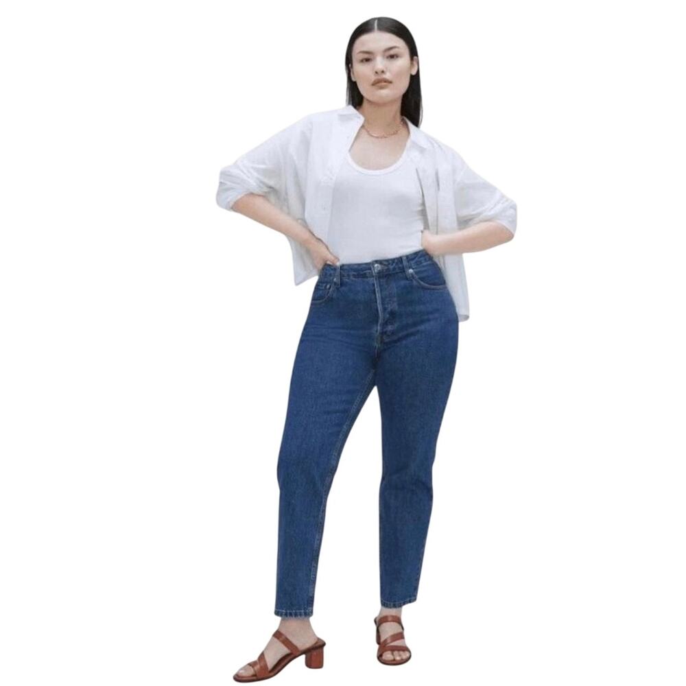 EVERLANE Women’s The Curvy 90s Cheeky Straight Jeans Blue Wash